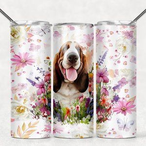 Basset Hound Stainless Steel 20oz‎ Tumbler with Straw